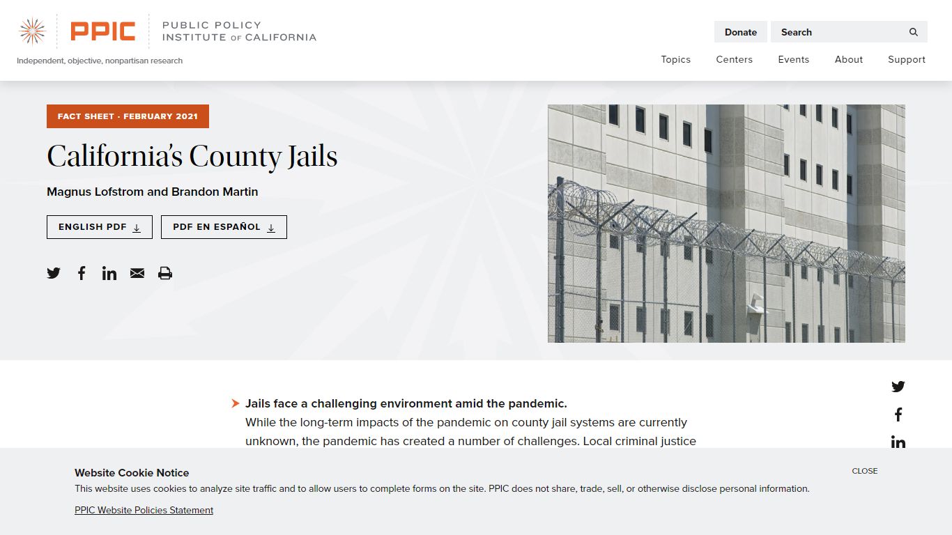 California's County Jails - Public Policy Institute of California